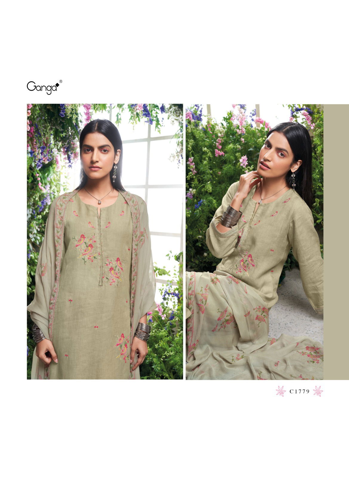 Shelah By Ganga Linen Solid Embroidery Dress Material Wholesale Market IN Surat